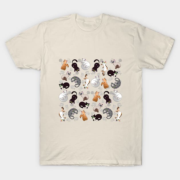 Kitty Cats Pattern T-Shirt by PaoSnow